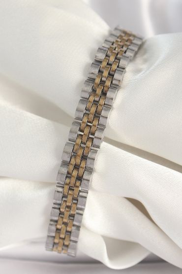 316L Çelik Gold Gümüş Renk Zincir Model Erkek Bileklik - TJ-EB3720