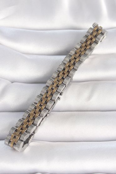 316L Çelik Gold Gümüş Renk Zincir Model Erkek Bileklik - TJ-EB3720