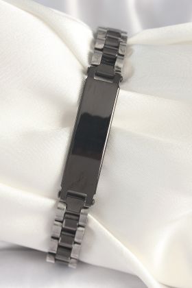 316L Çelik Gümüş Siyah Renk Zincir Künye Model Erkek Bileklik - TJ-EB3727