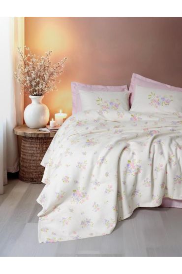 Estiva Çift Kişilik Pike Takımı Petal Pembe