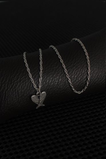 Gümüş Renk Kanat Figür Erkek Kolye - TJ-ERK1242