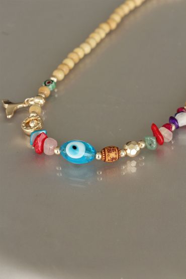 Tahta Boncuklu Kadın Kolye - TJ-BKO5160