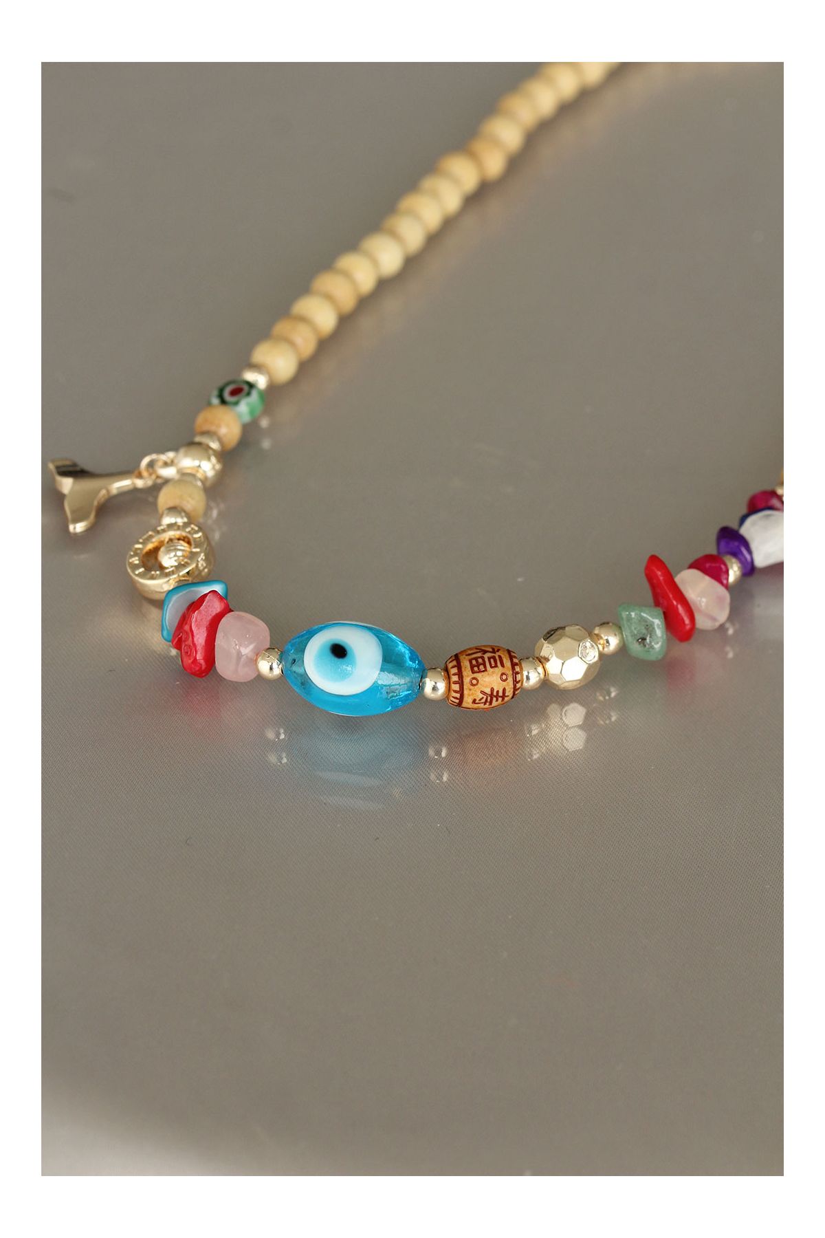 Tahta Boncuklu Kadın Kolye - TJ-BKO5160