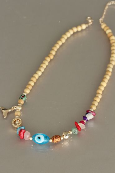 Tahta Boncuklu Kadın Kolye - TJ-BKO5160