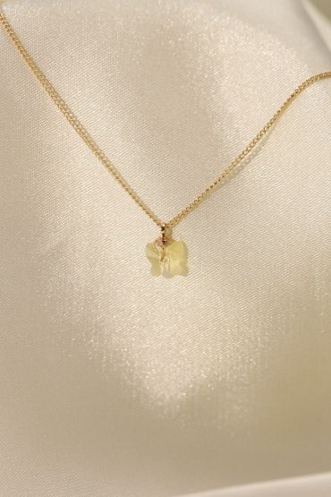 Zirkon Taşlı Sarı Renk Minimal Kelebek Kolye - TJ-BKO5956