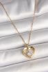 316L Çelik Gold Renk Zincir Zirkon Taşlı Kalp Model Kadın Kolye - TJ-BKO9962