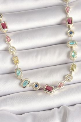 Pirinç Gold Renk Zirkon Taşlı VIP Seri Kadın Kolye - TJ-BKO10005