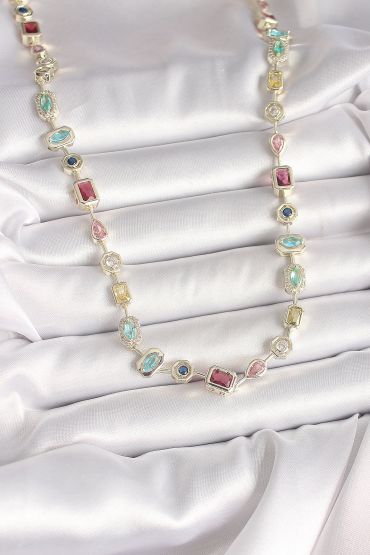 Pirinç Gold Renk Zirkon Taşlı VIP Seri Kadın Kolye - TJ-BKO10005