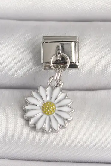 316L Çelik Gümüş Renk Papatya Model Nomination Charm - TJ-BC1212