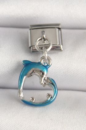 316L Çelik Gümüş Renk Mavi Yunus Model Nomination Charm - TJ-BC1251