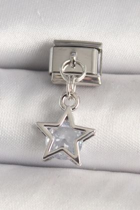 316L Çelik Gümüş Renk Zirkon Taşlı Yıldız Model Nomination Charm - TJ-BC1277