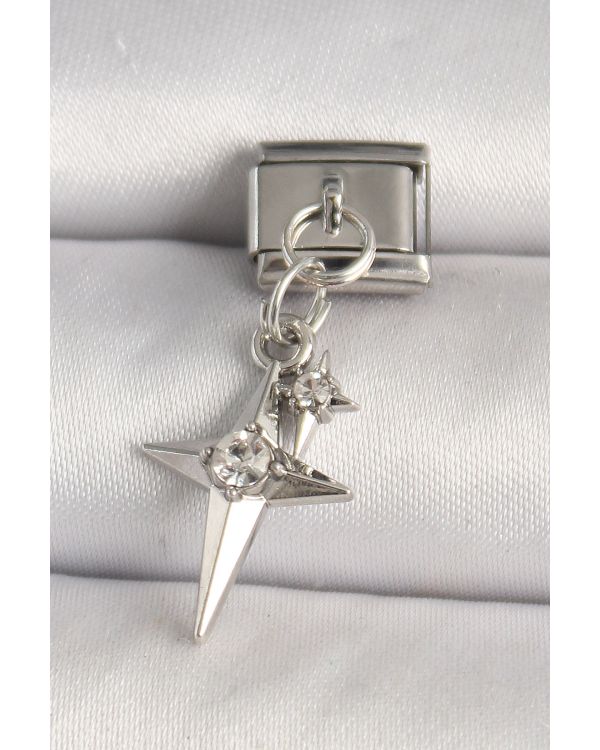 316L Çelik Gümüş Renk Zirkon Taşlı Kutup Yıldız Model Nomination Charm - TJ-BC1280