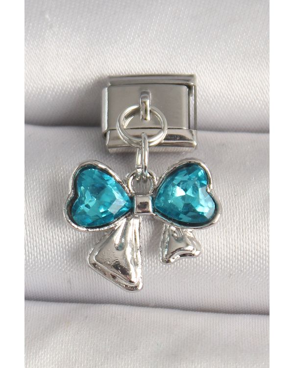 316L Çelik Gümüş Renk Mavi Zirkon Taşlı Fiyonk Model Nomination Charm - TJ-BC1299