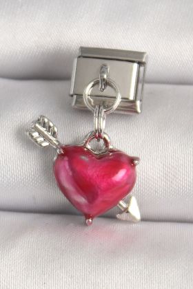 316L Çelik Gümüş Renk Kırmızı Kalp ve Ok Model Nomination Charm - TJ-BC1306