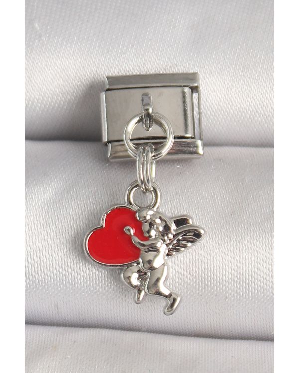 316L Çelik Gümüş Renk Kırmızı Kalp Eros Model Nomination Charm - TJ-BC1313