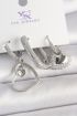 Pirinç Gümüş Renk Sallantı Zirkon Taşlı Kalp Model 3'Lü Kadın Kombin Küpe - TJ-BKP10442