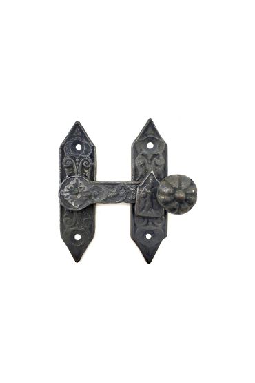 Antika Tarz Dekoratif Pirinç Kapı, Pencere Mandalı - 86x72 mm, Oksit