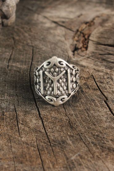 Antik Gümüş Renk IYI İşleme Ayarlanabilir Erkek Yüzük - TJ-EY602