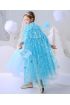 Karlar Ülkesi Elsa Frozen Mavi Pelerin 80 Cm Kar Desenli Çocuk Pelerini Taç Hariç