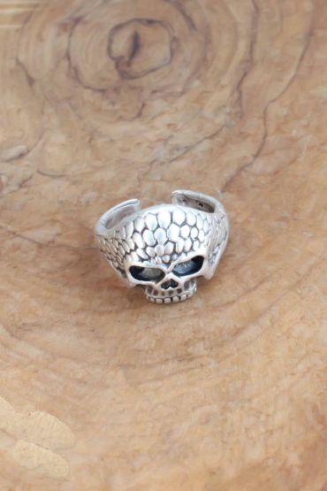 Kuru Kafa Desen Ayarlanabilir Gümüş Renk Erkek Yüzük - TJ-EY541