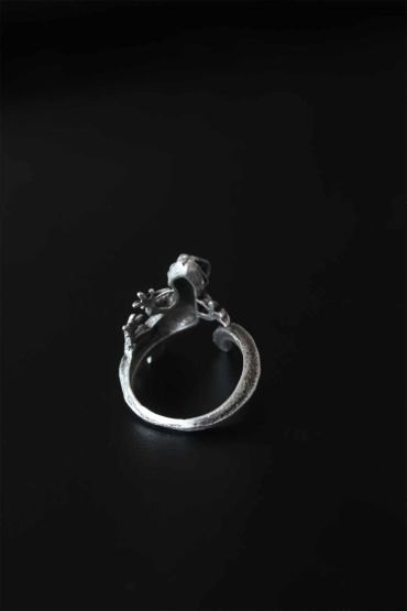 Kertenkele Figür Antik Gümüş Renk Ayarlanabilir Erkek Yüzük - TJ-EY528