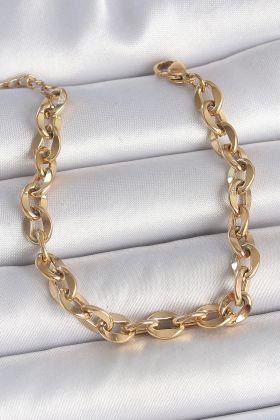 316L Çelik Gold Renk Zincir Model Kadın Bileklik - TJ-BB6936