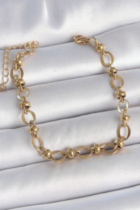 316L Çelik Gold Renk Topçuk Halka Zincir Model Kadın Bileklik - TJ-BB6939