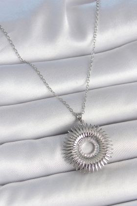 316L Çelik Gümüş Renk Zincir Zirkon Taşlı Nova Yıldız Model Kadın Kolye - TJ-BKO10046
