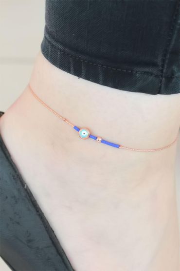 Lacivert Miyuki Taşlı Nazar Boncuklu Hal Hal - TJ-HH849-KS