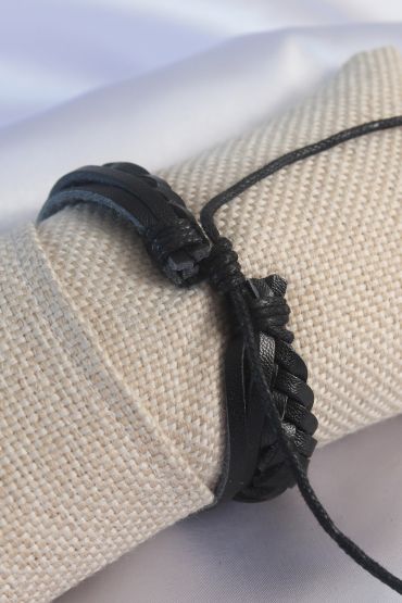 Siyah Burgu Model Deri Erkek Bileklik - TJ-EB3588