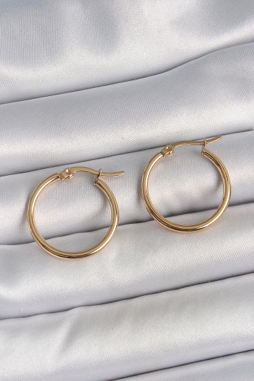 316 Çelik Gold Renk 22mm Kadın Halka Model Kadın Küpe - TJ-BKP10507
