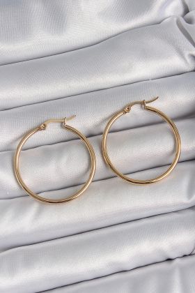 316 Çelik Gold Renk 33 mm Kadın Halka Model Kadın Küpe - TJ-BKP10509