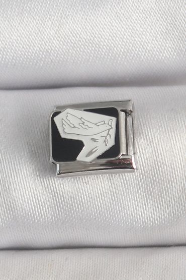 316L Çelik Gümüş Renk Siyah Beyaz Kuş İşlemeli Nomination Charm - TJ-BC1389