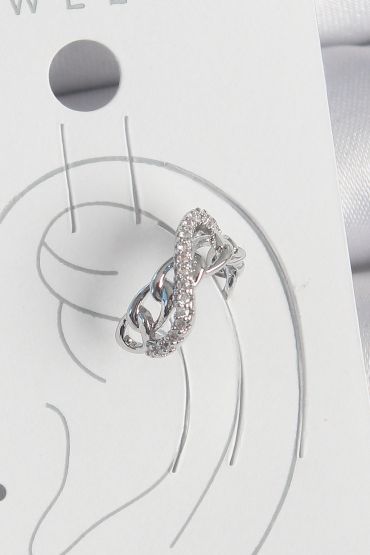 Pirinç Gümüş Renk Zirkon Taşlı Zincir Sonsuzluk Model Kadın Kıkırdak Küpe - TJ-BKP10553