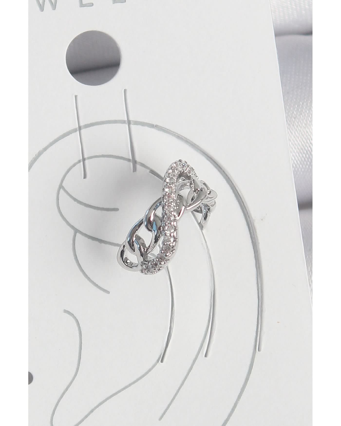 Pirinç Gümüş Renk Zirkon Taşlı Zincir Sonsuzluk Model Kadın Kıkırdak Küpe - TJ-BKP10553