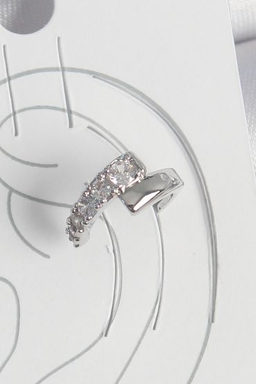 Pirinç Gümüş Renk Zirkon Taşlı Kadın Kıkırdak Küpe - TJ-BKP10556