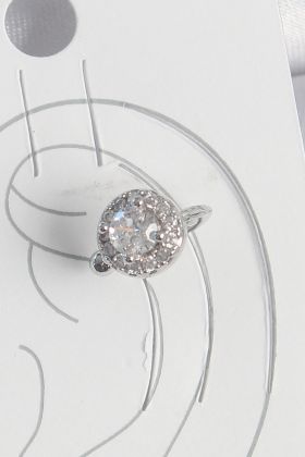 Pirinç Gümüş Renk Zirkon Taşlı Kadın Kıkırdak Model Küpe - TJ-BKP10559