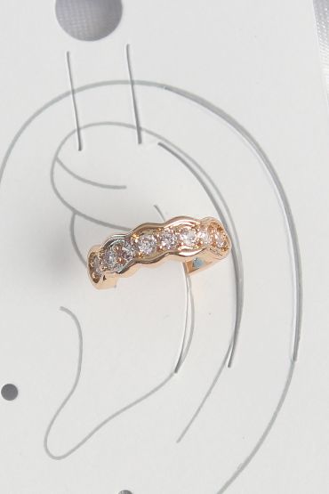 Pirinç Gold Renk Zirkon Taşlı Kadın Kıkırdak Küpe - TJ-BKP10571