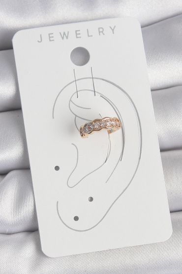 Pirinç Gold Renk Zirkon Taşlı Kadın Kıkırdak Küpe - TJ-BKP10571