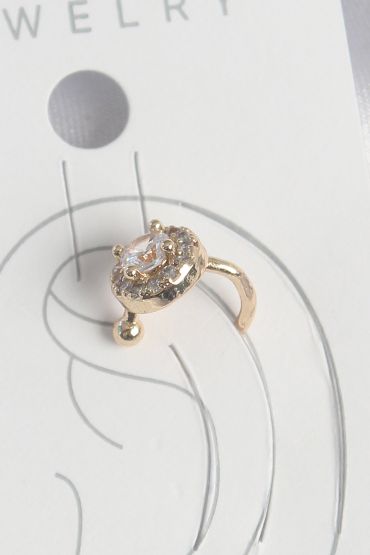 Pirinç Gold Renk Zirkon Taşlı Kadın Kıkırdak Küpe - TJ-BKP10573