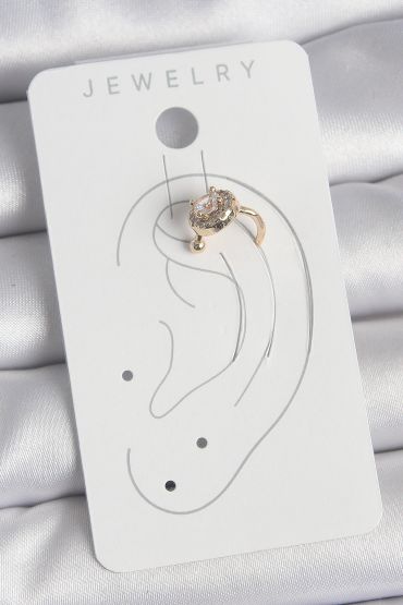 Pirinç Gold Renk Zirkon Taşlı Kadın Kıkırdak Küpe - TJ-BKP10573