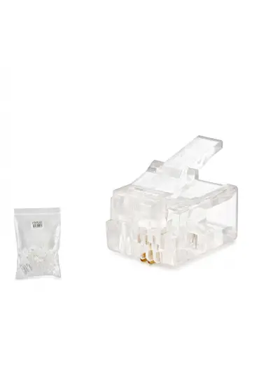 RJ11 Konnektör 2 Pın Telefon 100 Lü Paket Şeffaf HDX5018