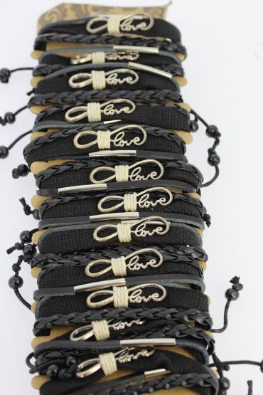 Metal Aksesuarlı Siyah Renk Deri Bileklik - TJ-EB1716