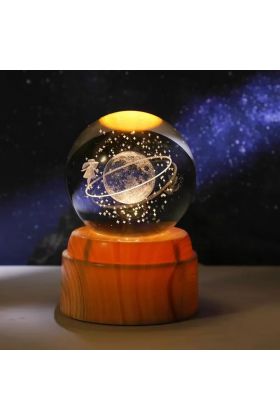 Satürnlü Kız Tasarımlı Dönen Cam Küre