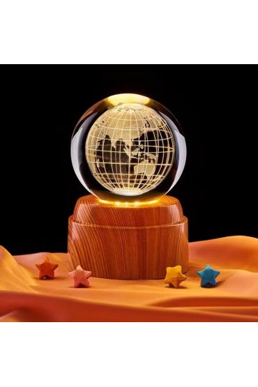 Dünya Tasarımlı Usbli Dönen Cam Küre