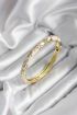 Mineli Pirinç Çiçek Desenli Zirkon Taşlı Gold Renk Kadın Kelepçe (çap 60 mm) - TJ-BB6986
