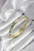 Mineli Pirinç Yeşil Çiçek Desenli Zirkon Taşlı Gold Renk Kadın Kelepçe (çap 60 mm) - TJ-BB6987