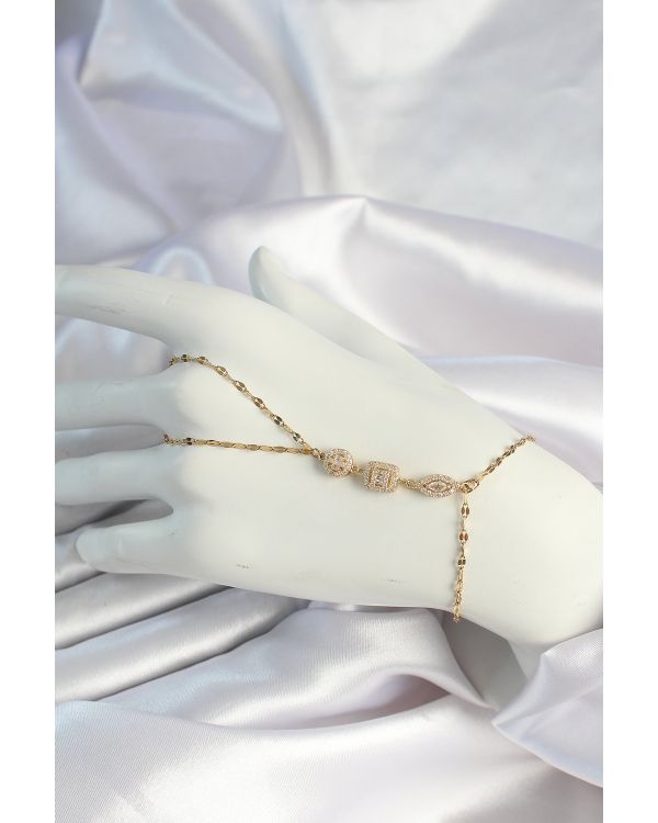 316L Çelik Gold Renk Zirkon Taşlı Baget Şahmeran - TJ-SN654