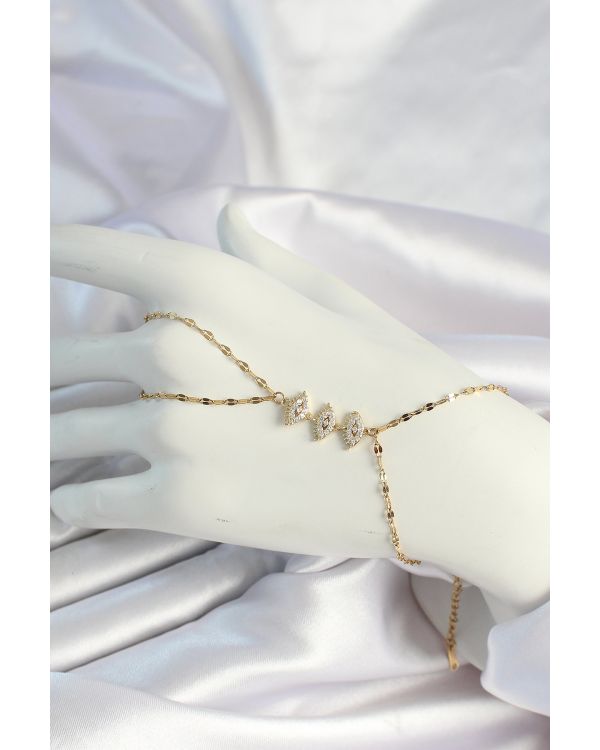 316L Çelik Gold Renk Zirkon Taşlı Göz Figürlü Şahmeran - TJ-SN657