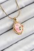 316L Çelik Zincir Pembe Sanatsal Portre İnci Detaylı Gül Figürlü Model Gold Renk Kadın Kolye - TJ-BKO10281